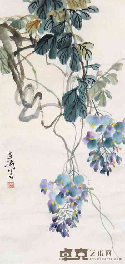 王雪涛 紫藤 立轴 76×36cm